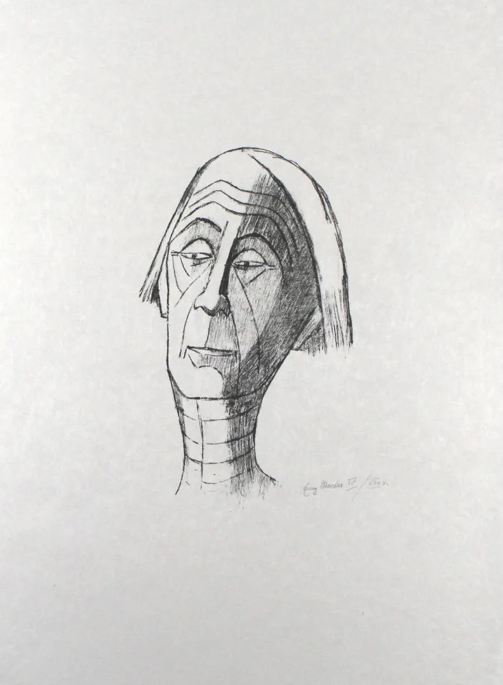 Lithograph Roeder - Selbstbildnis