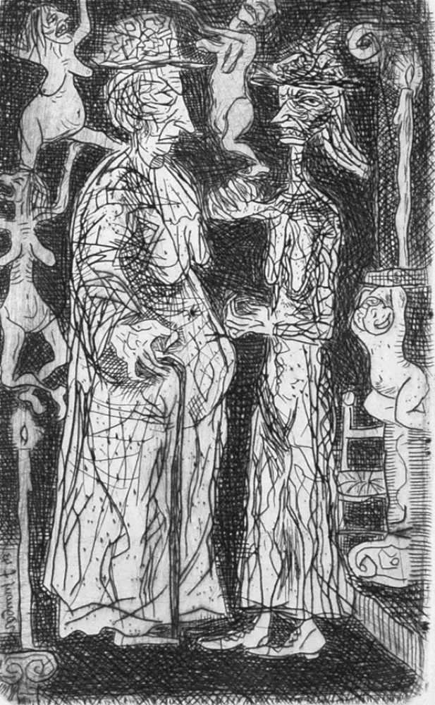 Drypoint Rognoni - Le beghine