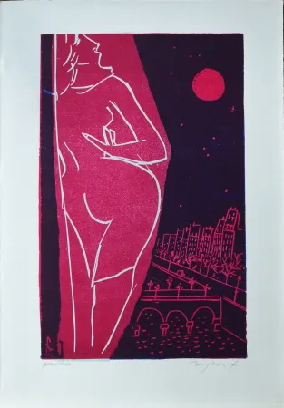 Linocut Rognoni - Omaggio a Edith Piaf
