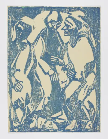 Woodcut Rohlfs - Beratung (Drei Männer, Drei im Gespräch) 