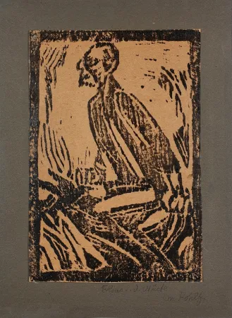 Woodcut Rohlfs - Elias mit dem Raben II (Elias with the Raven)
