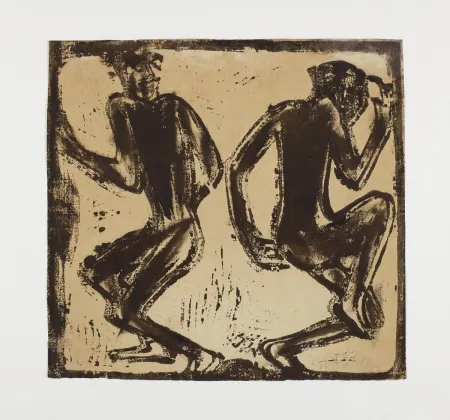 Woodcut Rohlfs - Zwei Tanzende (Two Dancers)