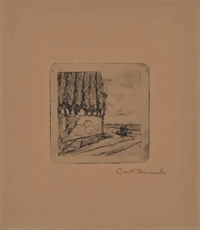 Engraving Romiti - LANDSCAPE WITH CRUCIFIX