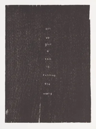 Woodcut Rondinone - Get up girl a sun is running the world