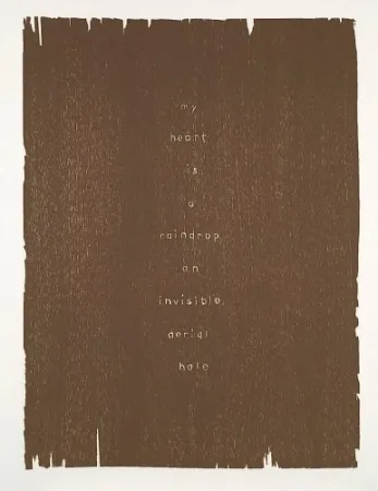 Woodcut Rondinone - My heart is a raindrop an invisible aerial hole