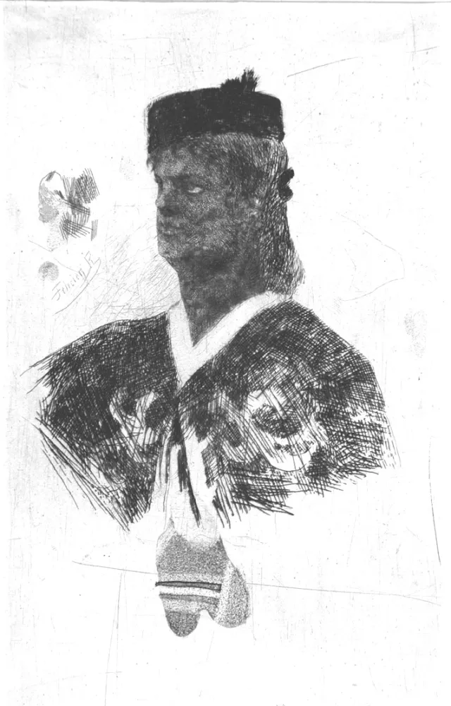 Engraving Rops - La femme au boléro