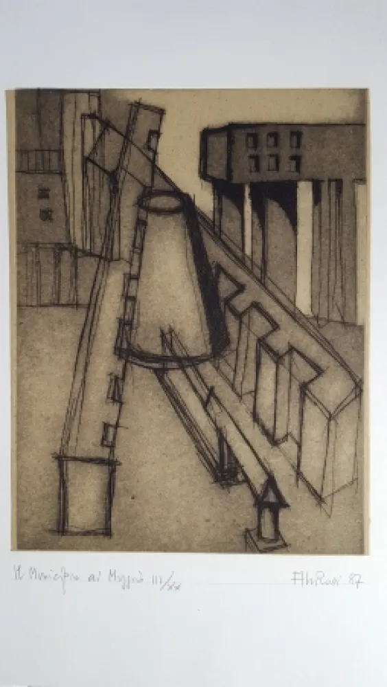 Etching And Aquatint Rossi - Il municipio di Muggiò