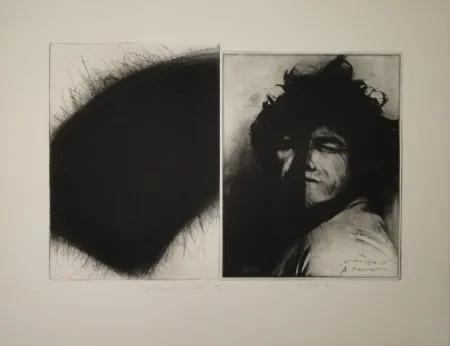 Etching Roth - Doppelporträt oder Stirnspalt