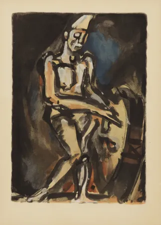 Lithograph Rouault (After) - Le Clown Musicien (1938), 1959