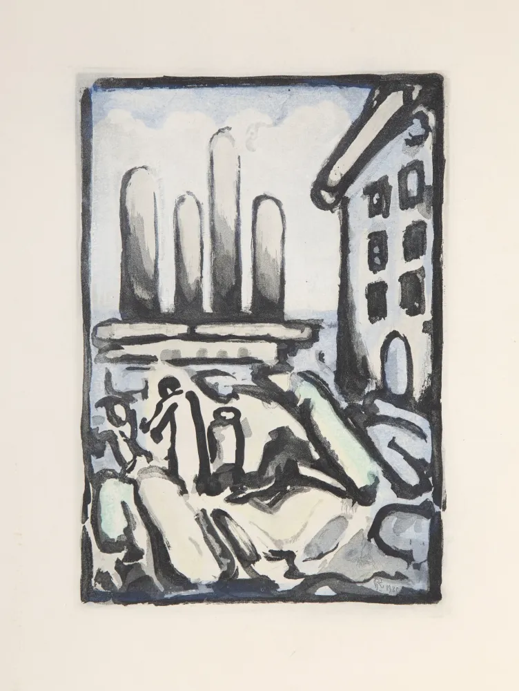 Etching And Aquatint Rouault - Christ Au Faubourg