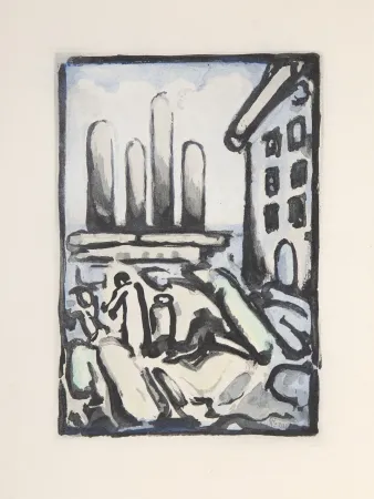 Etching And Aquatint Rouault - Christ Au Faubourg