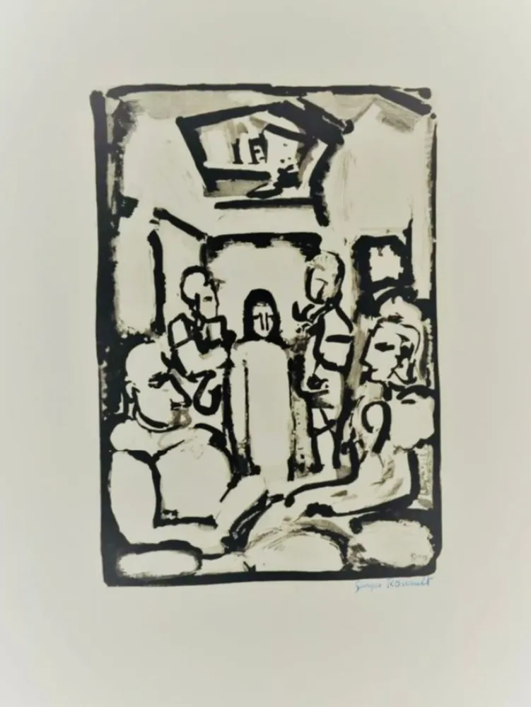 Etching And Aquatint Rouault - Passion W.345 Christ Et Les Exegetes