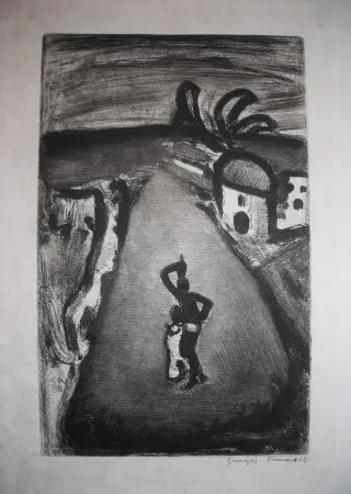 Engraving Rouault - Paysage Tropical