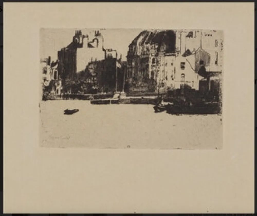 Engraving Roussel - Chelsea Palaces (black-and-white version)