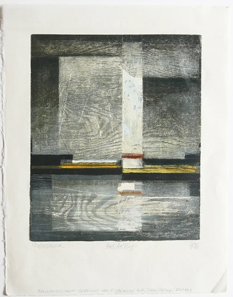 Woodcut Rüngeler - Haus am Fluss / House on the River