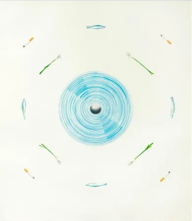 Lithograph Ruscha - The fan and its surroundings