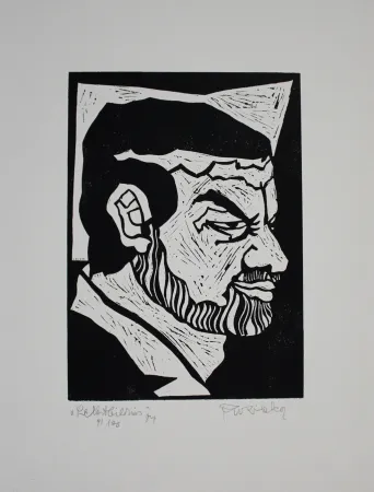 Linocut Ruzicka - Selbstbildnis / Self-Portrait