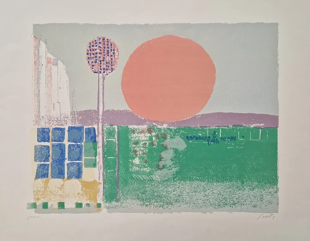 Lithograph Saetti - Tramonto a Venezia