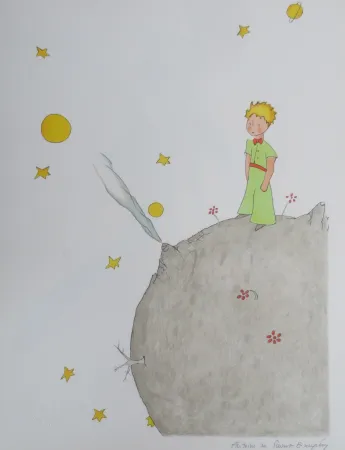 Lithograph Saint-Exupéry - L asteroïde B-612