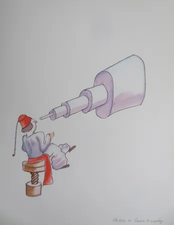 Lithograph Saint-Exupéry - L'astronome