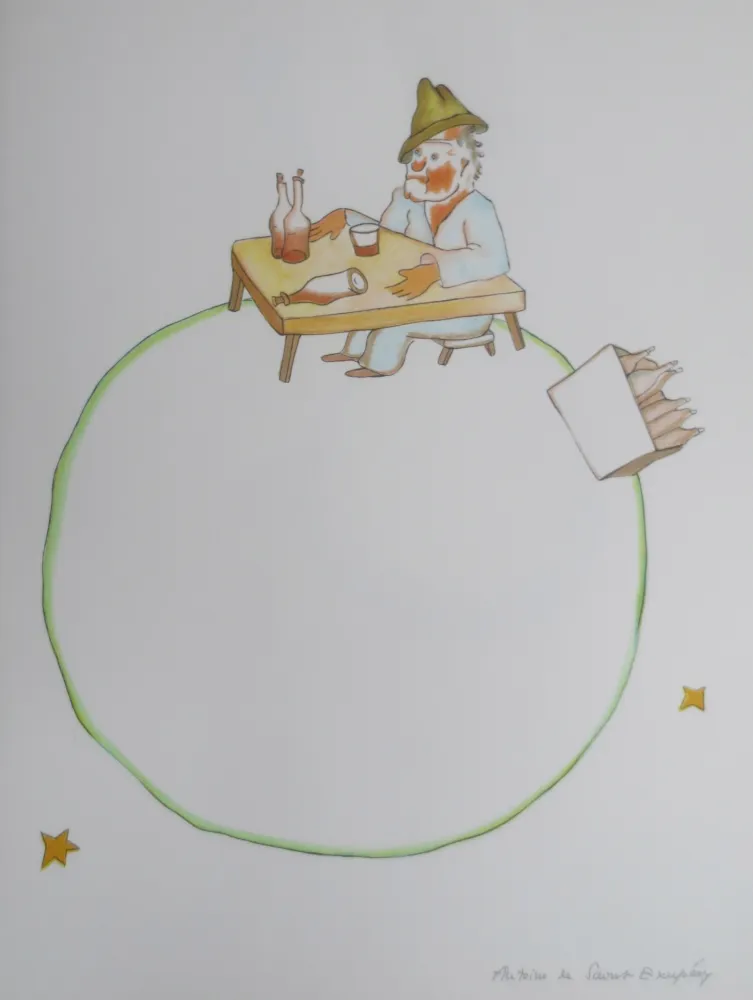 Lithograph Saint-Exupéry -  le buveur