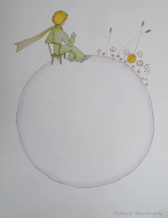 Lithograph Saint-Exupéry - Le coucher de soleil