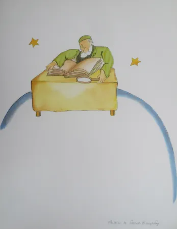 Lithograph Saint-Exupéry - Le géographe