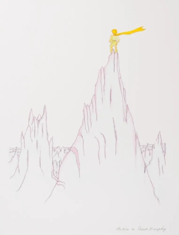 Lithograph Saint-Exupéry - Le Petit Prince sur les cimes