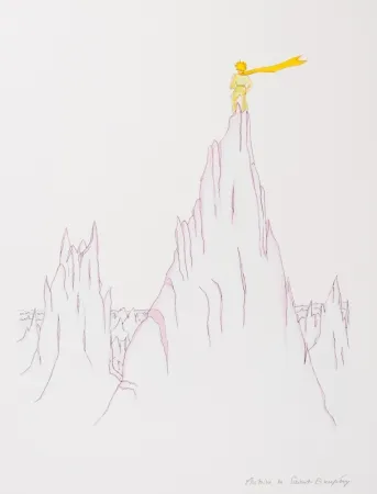 Lithograph Saint-Exupéry - Le Petit Prince sur les cimes
