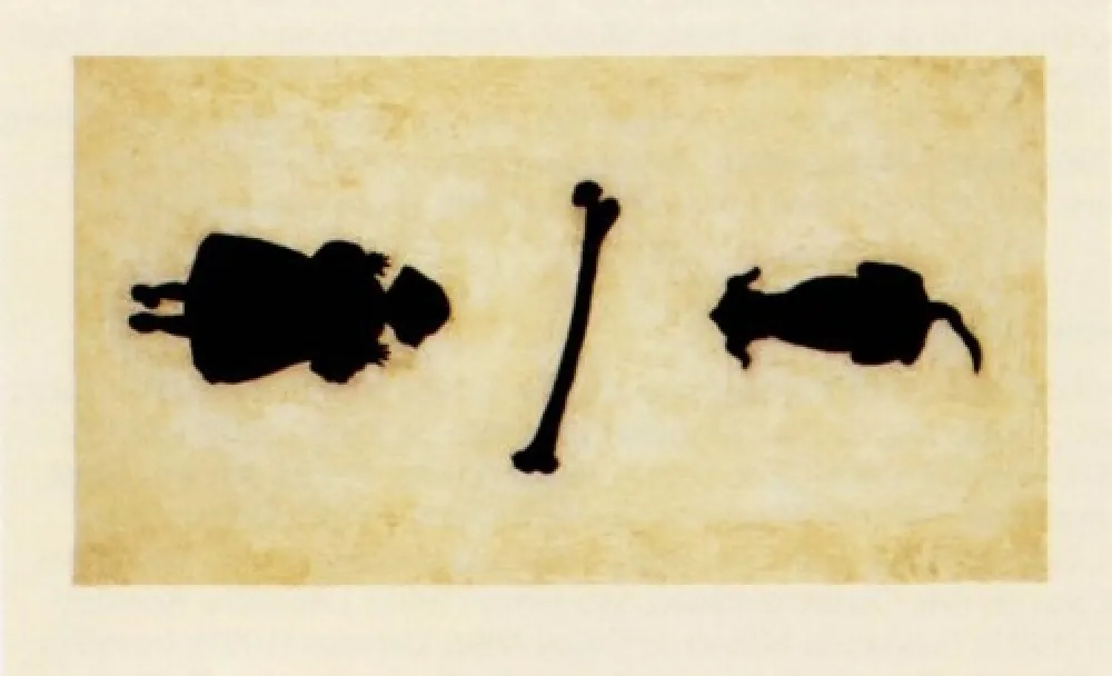 Etching Santibañez - La niña y el perro