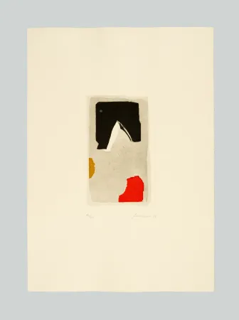 Etching Santomaso - Composizione rosso/nero