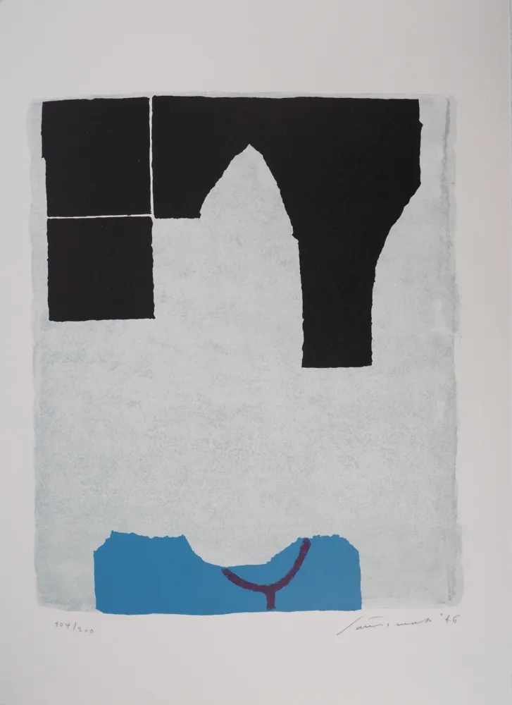 Lithograph Santomaso - L'Arche noire