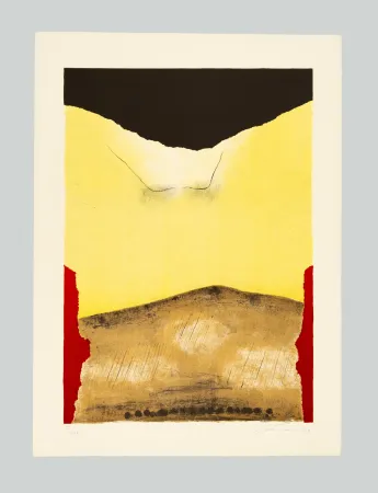 Lithograph Santomaso - Rosso agli angoli