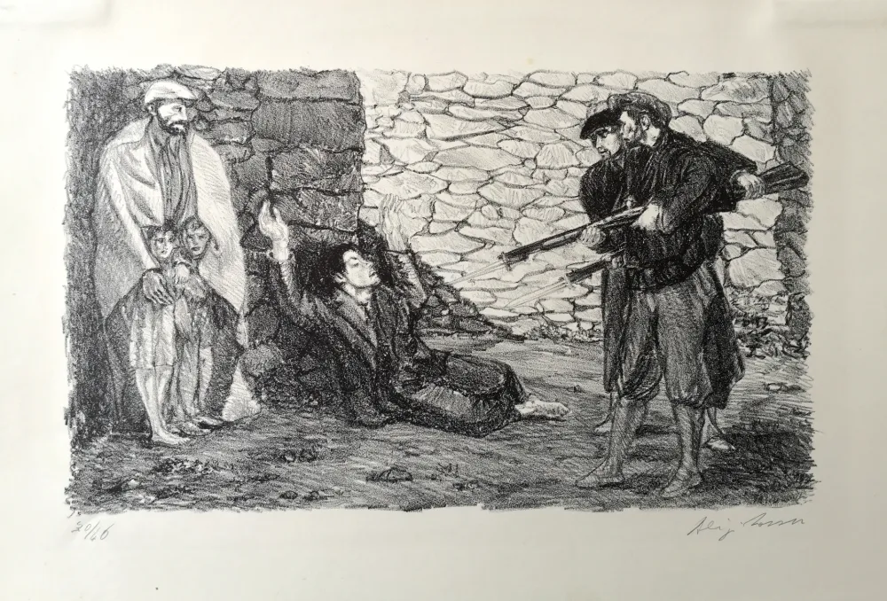 Lithograph Sassu - Fucilazione