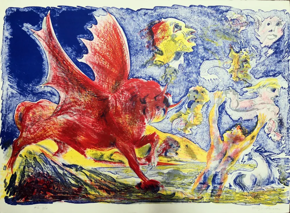 Lithograph Sassu - Le chimere