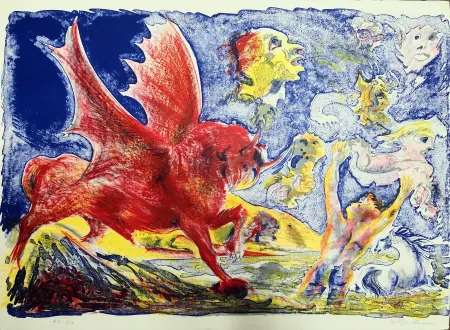 Lithograph Sassu - Le chimere