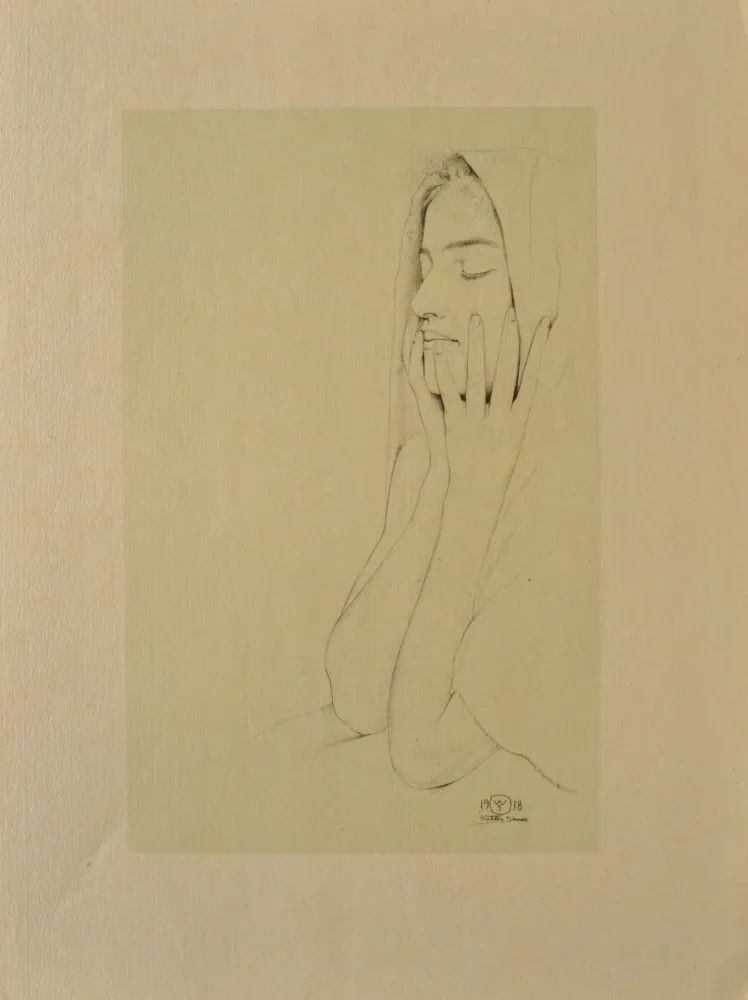 Etching Sauer - Femme aux yeux clos
