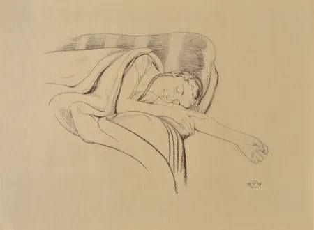 Etching Sauer - Jeune femme dormant