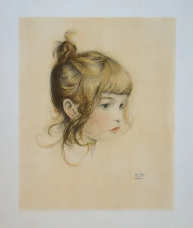 Lithograph Sauer - Portrait de Nicole