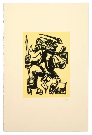 Linocut Saura - Como el toro, he nacido Para el luto...