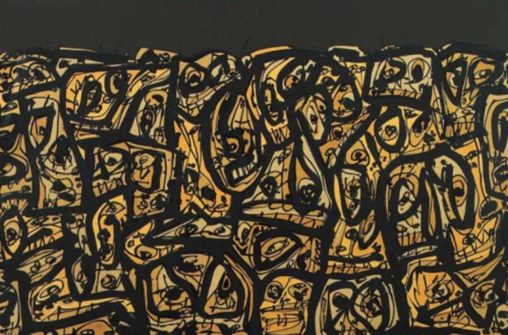 Lithograph Saura - Foule