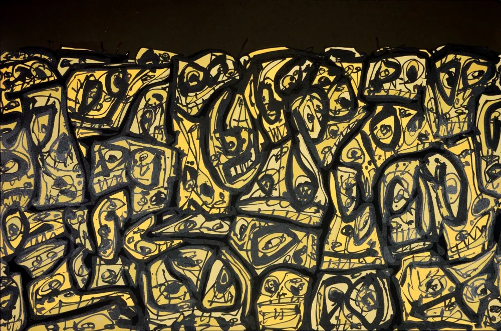 Lithograph Saura - Foule