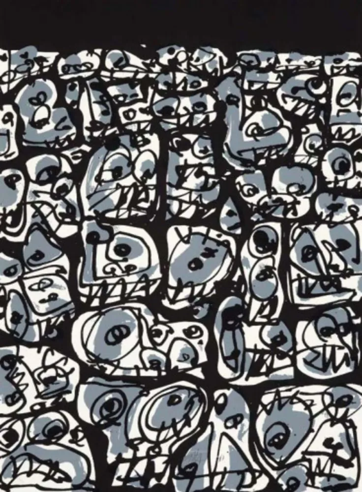 Screenprint Saura - Multitud