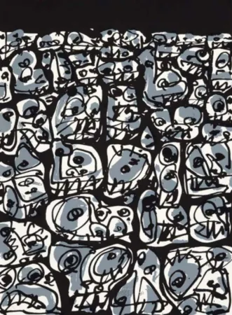 Screenprint Saura - Multitud