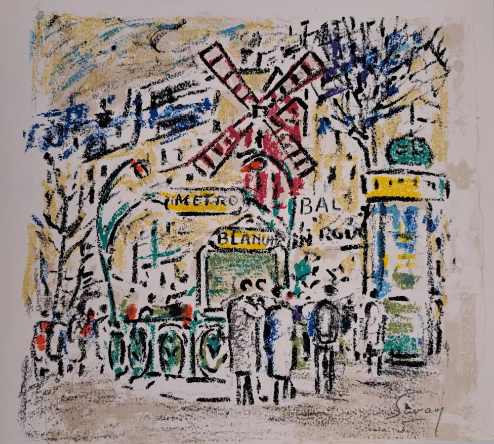 Lithograph Savary - Le Moulin Rouge