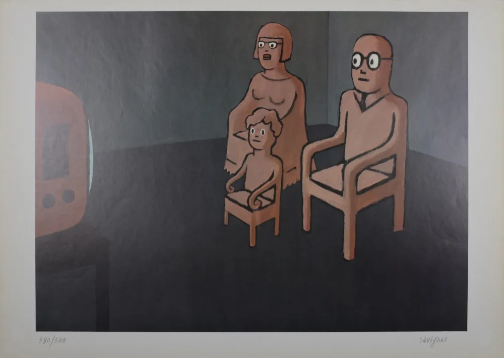 Lithograph Savignac - La Télé