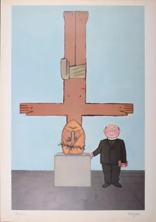 Lithograph Savignac - L'Eglise