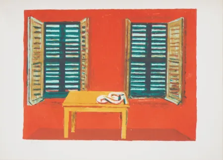 Lithograph Savin  - Maison du Sud, L'intérieur rouge