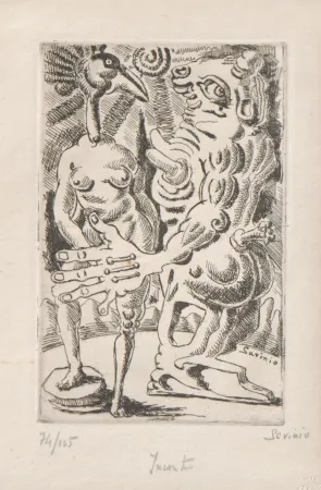 Engraving Savinio - Incontro