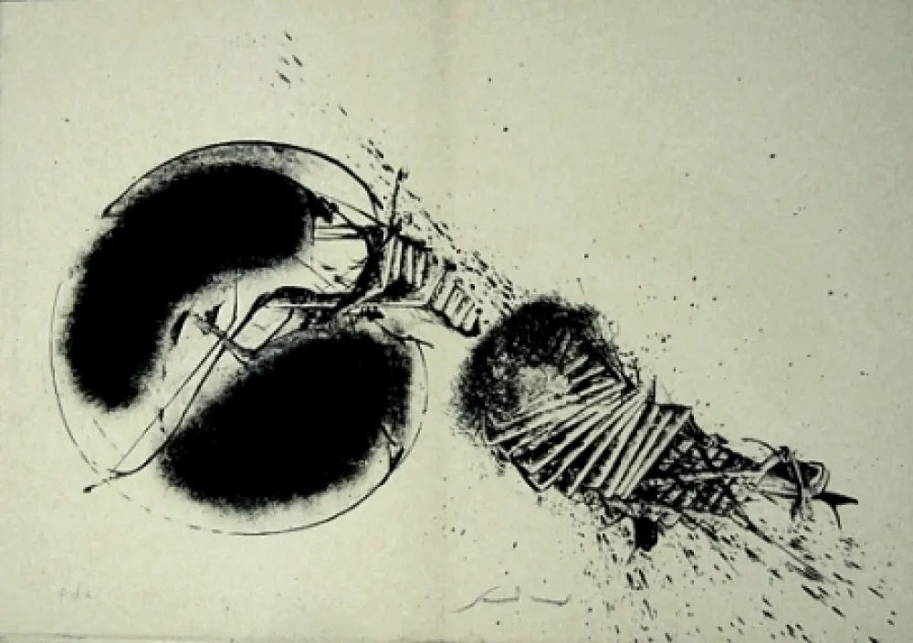 Lithograph Scanavino - A mezzo della notte